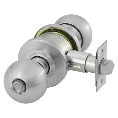 Sargent Grade 2 Privacy/Bathroom Cylindrical Lock, B Knob, O Rose, Non-Keyed, Satin Chrome Finish, Springlat 28-6U65 OB 26D